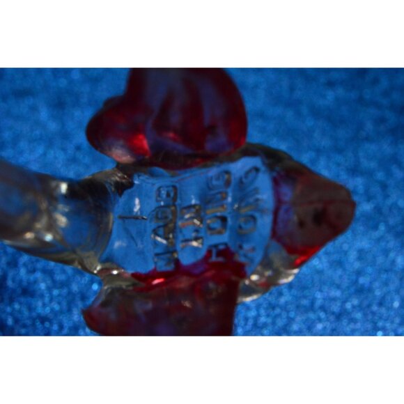 Vintage Plastic Swan Figure Miniature Lucite Clear Red Acrylic Trinket Hong Kong - Picture 3 of 10